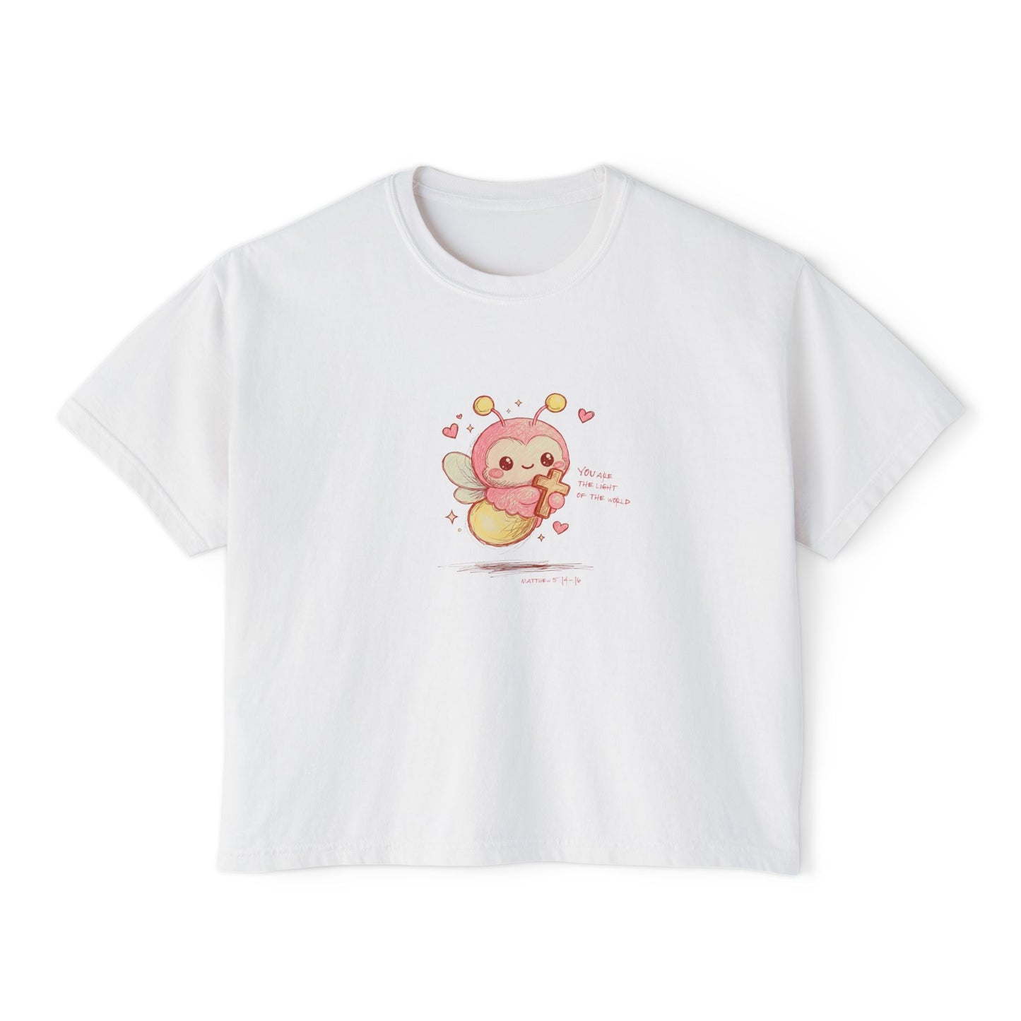 Cute Bee Heart Women's Boxy Tee — Kawaii Honey Bee Graphic Shirt