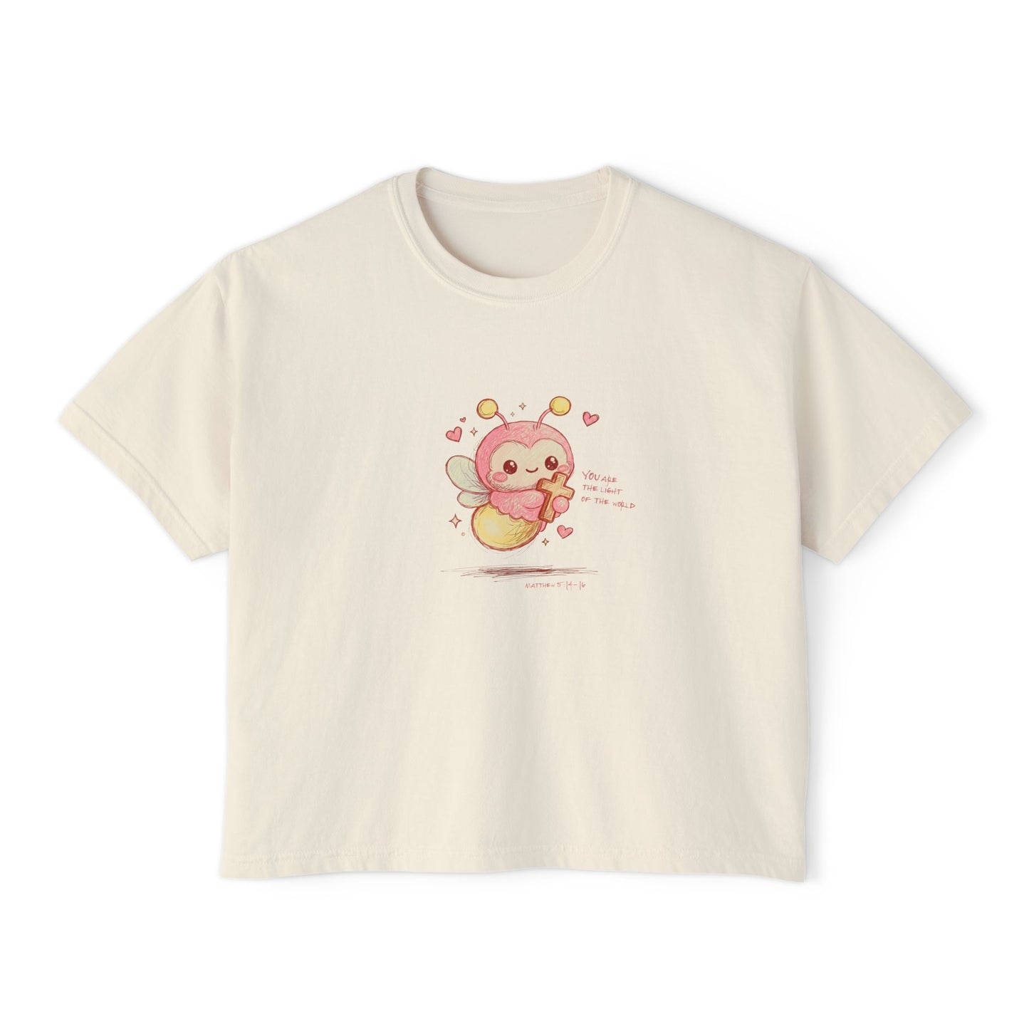 Cute Bee Heart Women's Boxy Tee — Kawaii Honey Bee Graphic Shirt